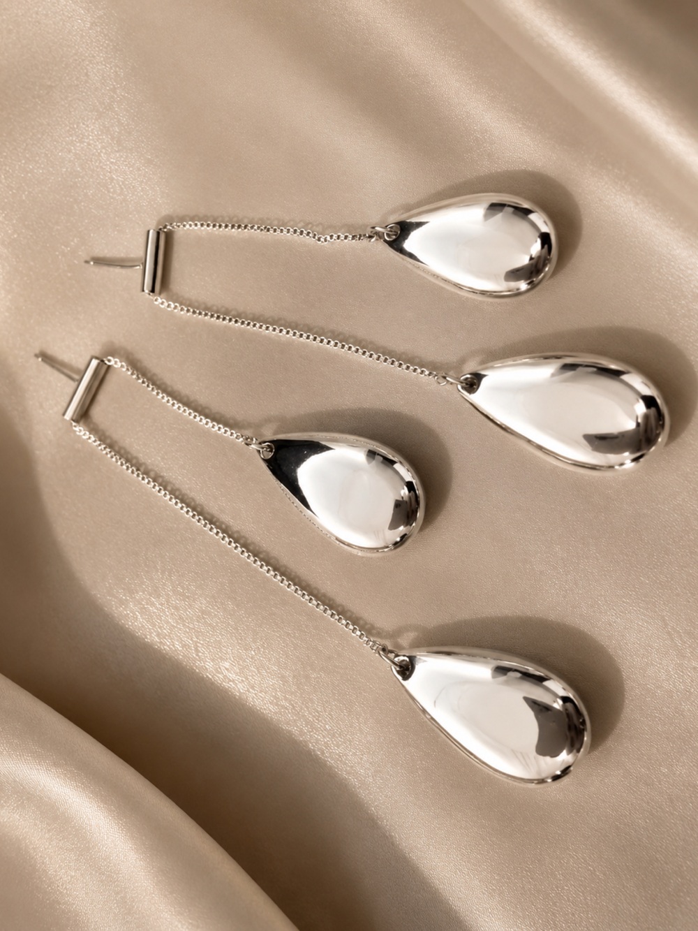 Anthropologie Silver Teardrop Threader Earrings - Picture 3 of 4
